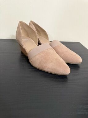 EILEEN FISHER Hilly Wedge d'Orsay Pump Slip-On Shoes Suede Beige Earth 11 $195